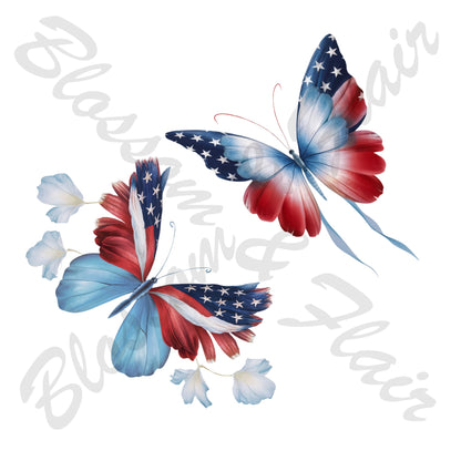 Butterfly Patriotic Sleeveless Maxi Dress with Pockets
